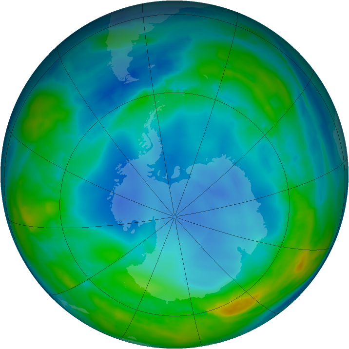 Antarctic ozone map for 31 July 2013